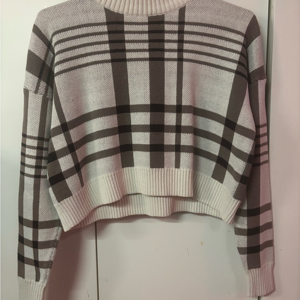 MINKPINK Black and White Plaid Top Line Sweater